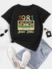 T-shirt da donna a maniche corte, modello migliore, stampata, edizione limitata Estate 2026, 1981, comoda, casual