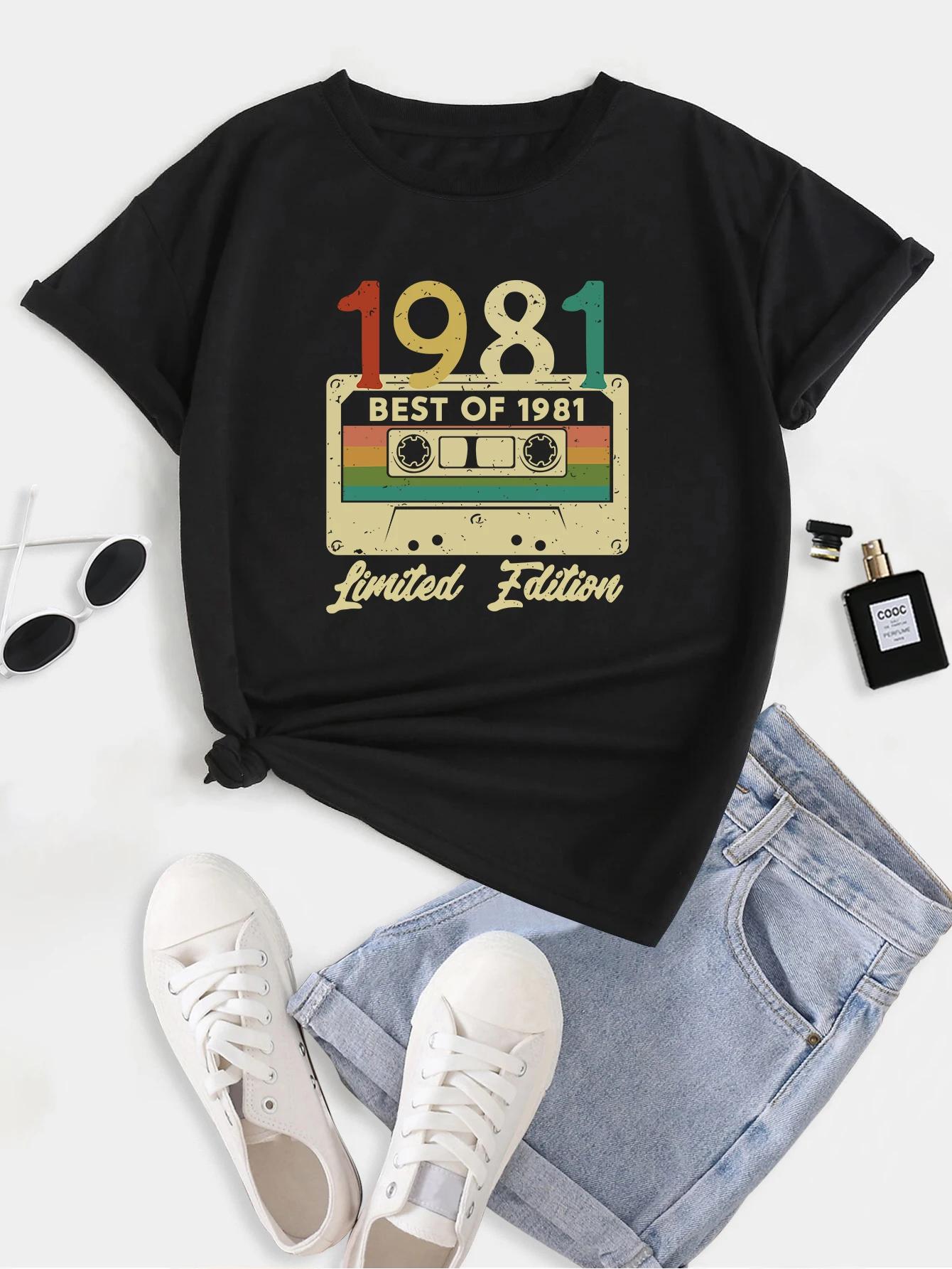

2026 Summer 1981 Limited Edition Best Model Printed ShortSleeved TShirt for Women Comfortable Casual TShirt 3XL
