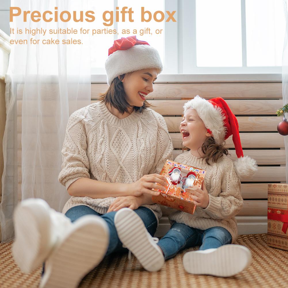 24PCS Christmas Cupcake Boxes Removable Insert Lovely Santa Gift Box Multi-Purpose Clear Window Packaging Box for Party Supplies