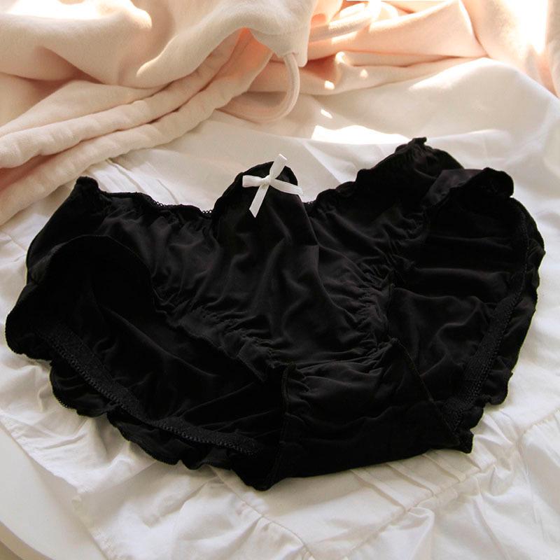 Süße japanische Stil Eis-Seide Dreiecksslips mit Rüschenkante und Baumwollzwickel für Damen