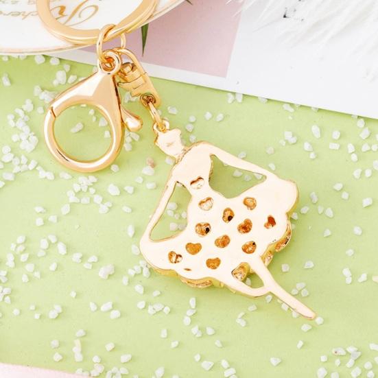 Ballerina Rhinestones Keychain Sparkling Ballet Dancer Key Ring for Women Girls Elegant Car Accessory Bag Charm Romantic Gift for Dancers Birthday