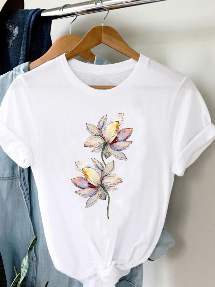 

Graphic Tee Fashion Female Print T Top Women Plant Love Trend Cute Cartoon Shirt Clothing Short Sleeve T-shirts XXXL