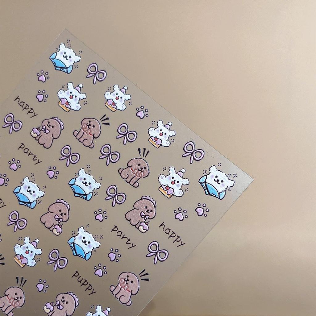 YITU Cartoon Dog Nail Stickers - Bow, Heart, Paw, Self-Adhesive Decor (YT4400)