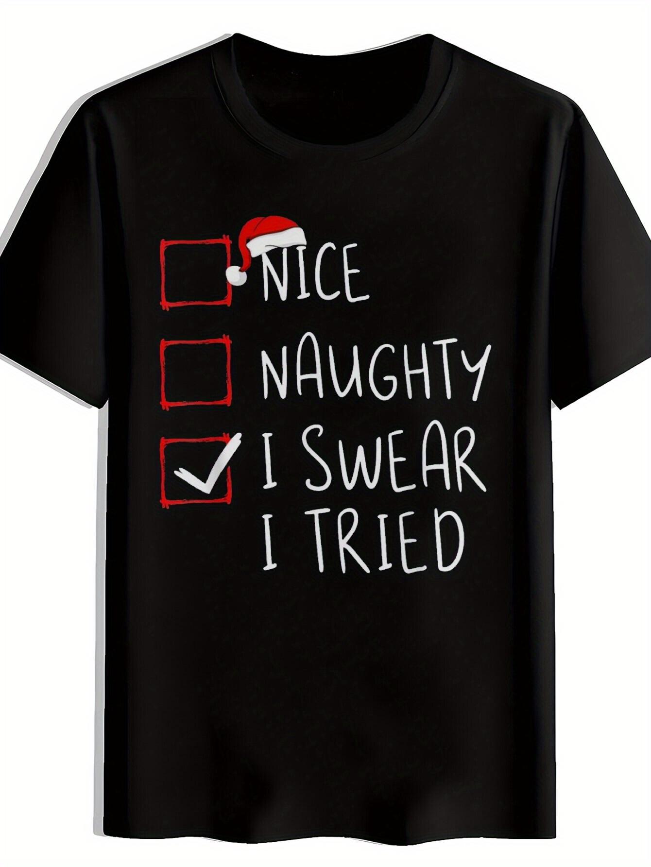 T-shirt NICE Hat Lettering - Summer Short Sleeve Round Neck Casual Top with NICE Print & S