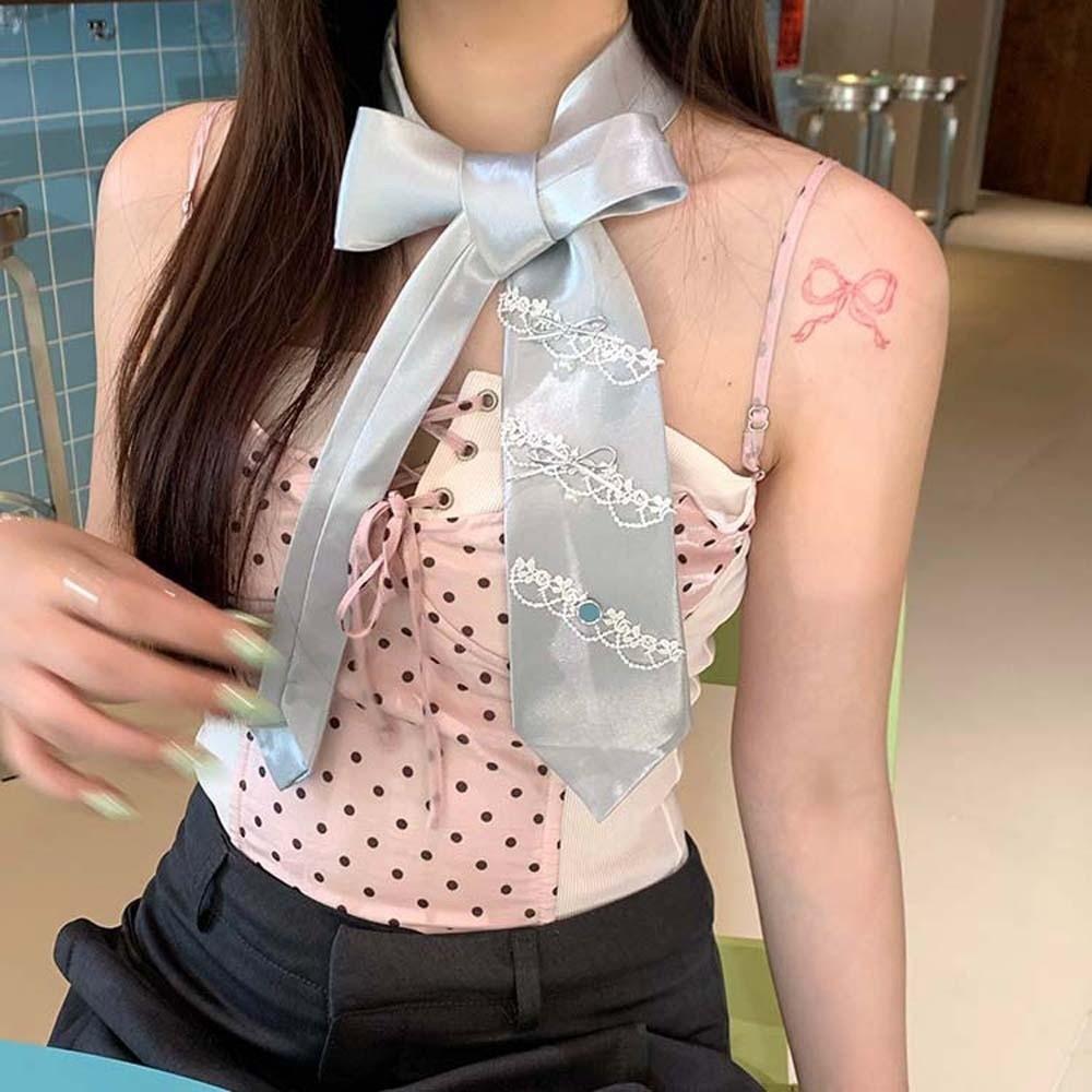 Multi-Use Satin Long Necktie Lace Narrow Long Scarf Korean Style Ribbon Bow Tie  Spicy Girl