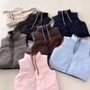 Take Autumn and Winter Short Cotton Vest Women's Vest with Double-sided Down Cotton New Vest Jacket Black