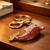 Women Dolphin Keychain Bling Rhinestone Keychain  Zinc Alloy Car Key Ring  Ocean Theme Sea Animal Pendant for Backpacks Handbag Decoration