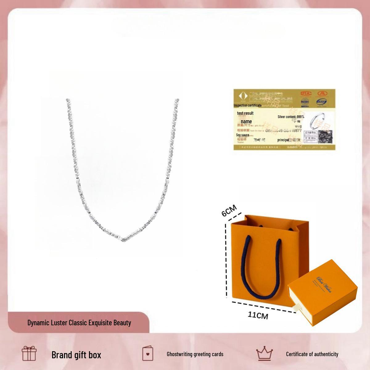 Minimalist Niche Hot Style 999 Pure Silver Accessories 999 Pure Silver Necklace