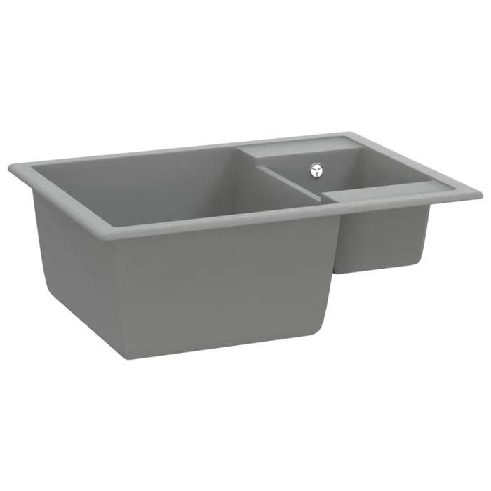 VidaXL Evier de Cuisine et Deux Lavabos Trou de Trop-plein Evier Encastré Décoration de Cuisine Lavabo Extra-profond Maison 147086