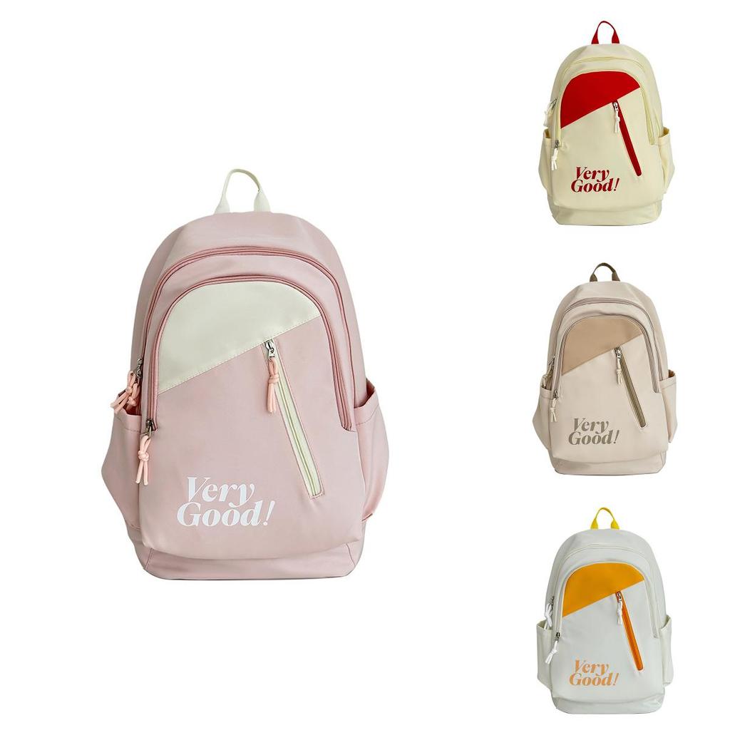 Nylon Student Backpack For College Girls With Letter Print Design And Cushion Straps For School Use