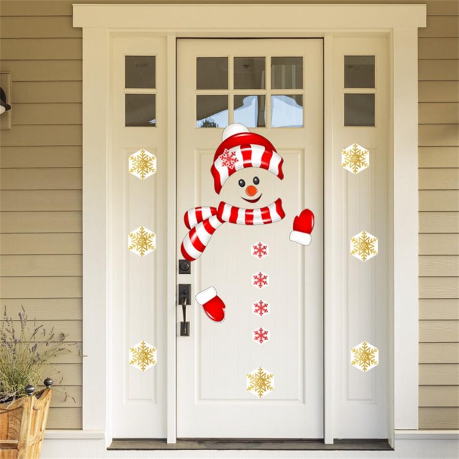 Christmas Snowman Wall Sticker Garage Door Decorations Outdoor Cover Mural DIY