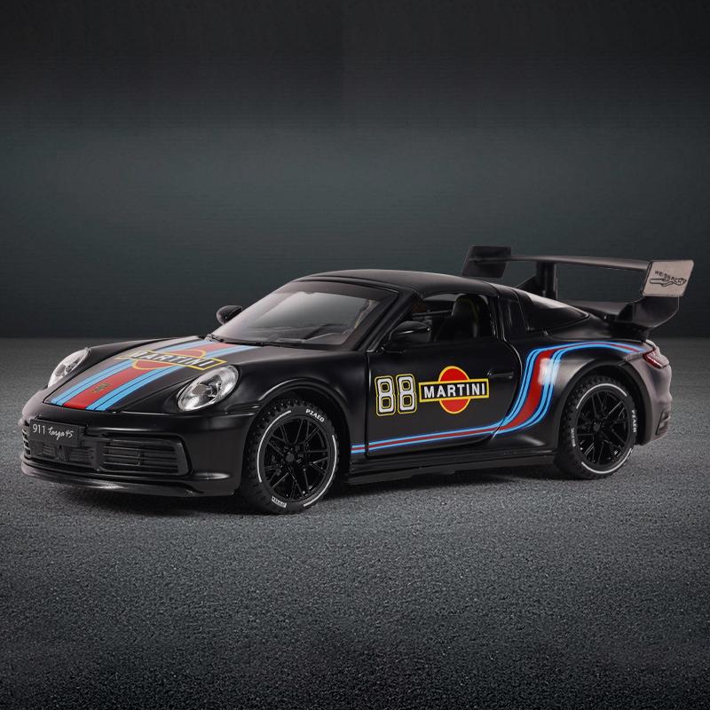 1/32 Porsche 911 Targa 4S Martini Racing Edition Sports Car Alloy Diecast Model Car High Simulation Ornament Decorations Present