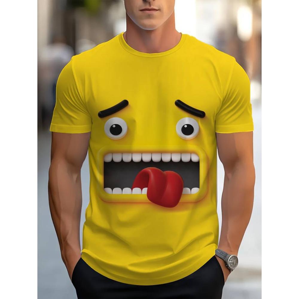 3D Digital Printing Men's T-shirt, Casual Round-neck Short-sleeved