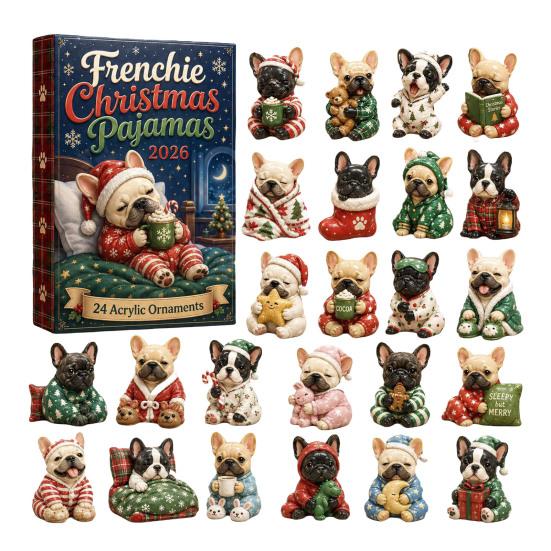 Acrylic Collectible Toys 2026 Dog Christmas Advent Calendar, 24-Day Ornament Set with Mini Puppy New Year Celebration Gift Figures, 2D