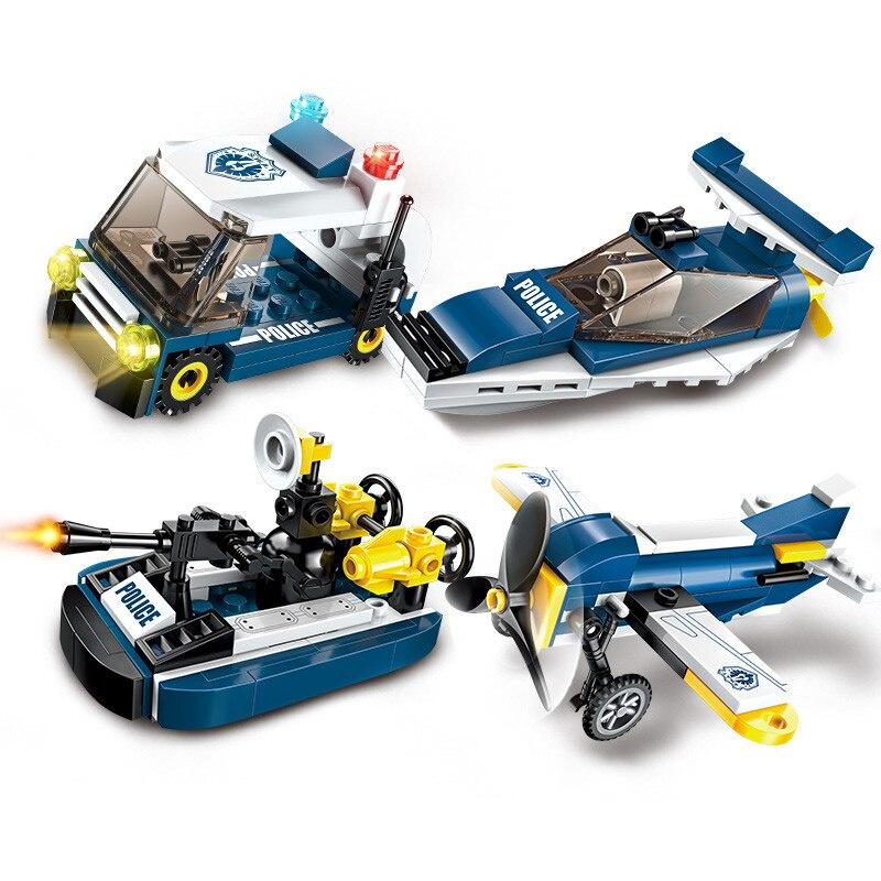 381pcs Armored Helicopter Model Windstorm Building Block City Police  Educational Brick Toy for Boy Gift