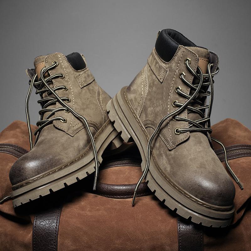 Martin Boots Vintage Desert Autumn Winter Fleece British Leather Boots High Top Boots 39 хаки