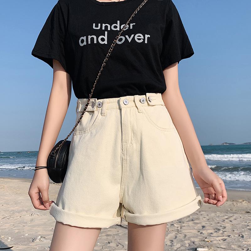 Summer Denim Shorts High Waist Denim Wide Leg Pants Women