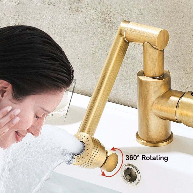 Robinet de lavabo de salle de bain en laiton antique Mélangeurs de cuisine universels Robinets Chaud Froid Ménager Modes doubles Rotatif Bidet Bras robotique