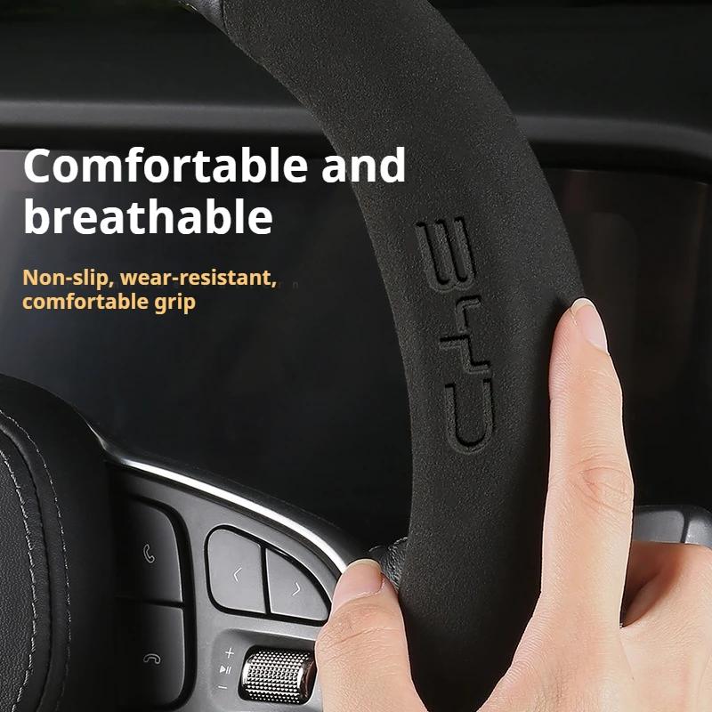 Auto Wildleder Lenkradbezug für BYD Atto 3 Act Seal Tang F3 E6 Yuan Song Plus EV F0 Qin Han Dolphin S6 Leder rutschfest