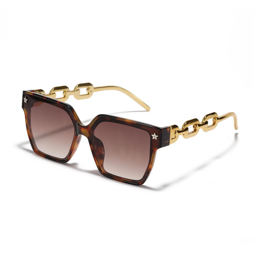 Čtvercový dámský řetízek na brýle Nýt Retro sluneční brýle Ins Vítr Velký rám Sluneční brýle Rok