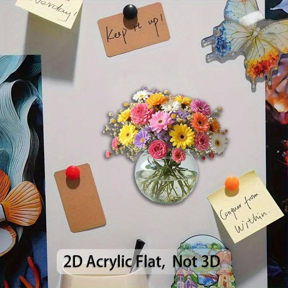 5pcs Flower 2D Flat Paste Fruits Home Decor Decorative Supplies Refrigerator Decor Dorm Room