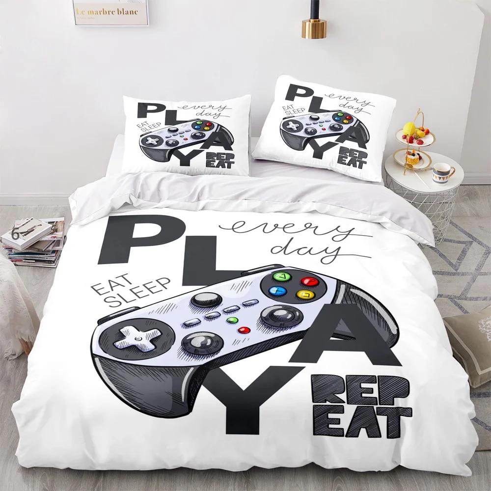 Ensemble Housse de Couette Imprimée Jeu Manette de Jeu Vidéo Ensemble de Literie pour Enfants Adolescents Garçons Chambre Housse de Couette avec Taie d'Oreiller