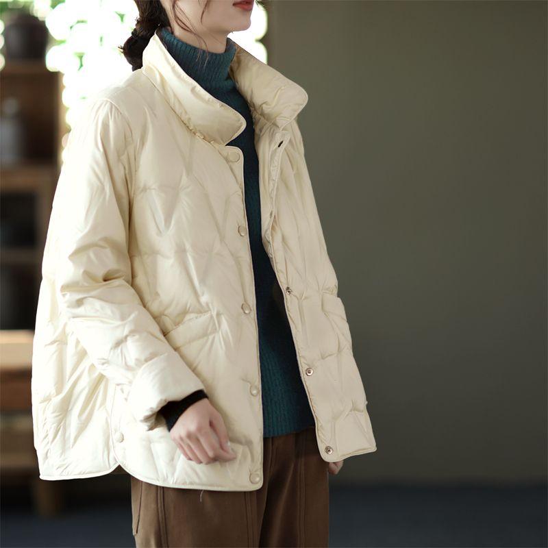 Women's Thickened Warm Long-sleeved Cotton-padded Jacket, Loose and Thin, Solid-color Outer Cotton-padded Jacket