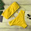 Bikini sexy cu umăr dezactivat pentru femei, cu bretele spaghete, costum de baie din două piese, costum de baie, de culoare uni, costum de baie de vară pentru plajă