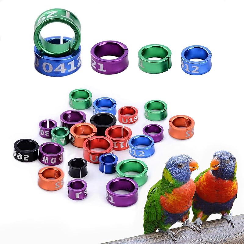 80 Pcs Open Bird Foot Ring Bird Leg Band Aluminum Alloy Recognition Ring Birds Tags Mixed Color for Parrots,Hibiscus,Peonies,Pigeons,Quails,Rutin ID:4MM