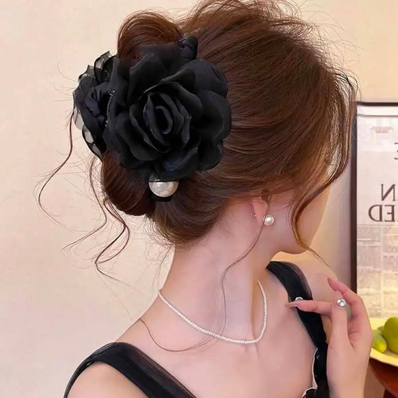 Fugitive Princess Satin Bow Hair Claw Clip - Elegant Updo Accessory