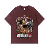 275 GSM Washed T-shirts 100% Cotton Attack On Titan V4 Print Unisex Heavy Cotton T Shirt