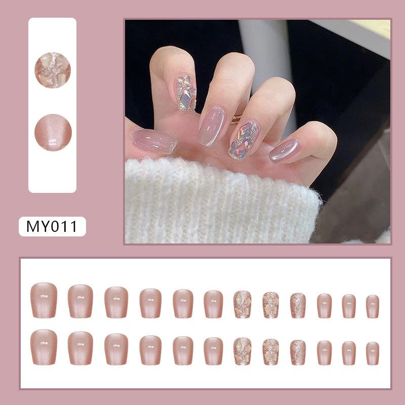 

Ношение ногтей съемный полный алмазный ноготь накладной ноготь накладной маленький короткий балетный ноготь лестница чеканка светлый накладной ноготь 24 шт