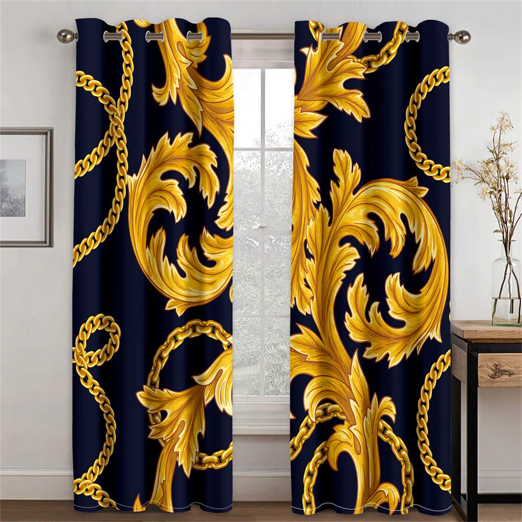 European Modern Black Gold Leopard Print Series Sunshade Curtains Deluxe Living Room Bedroom Home Decoration Thin Custom Curtain