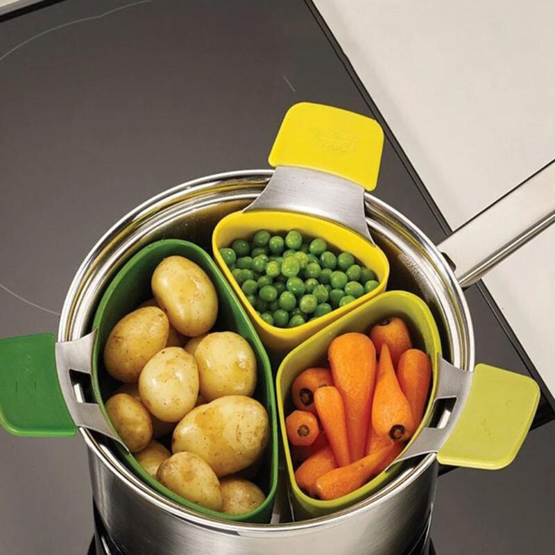 3pcs Saucepan Divider Steamer Basket Triple Divider Set Nest Cooking Strainers