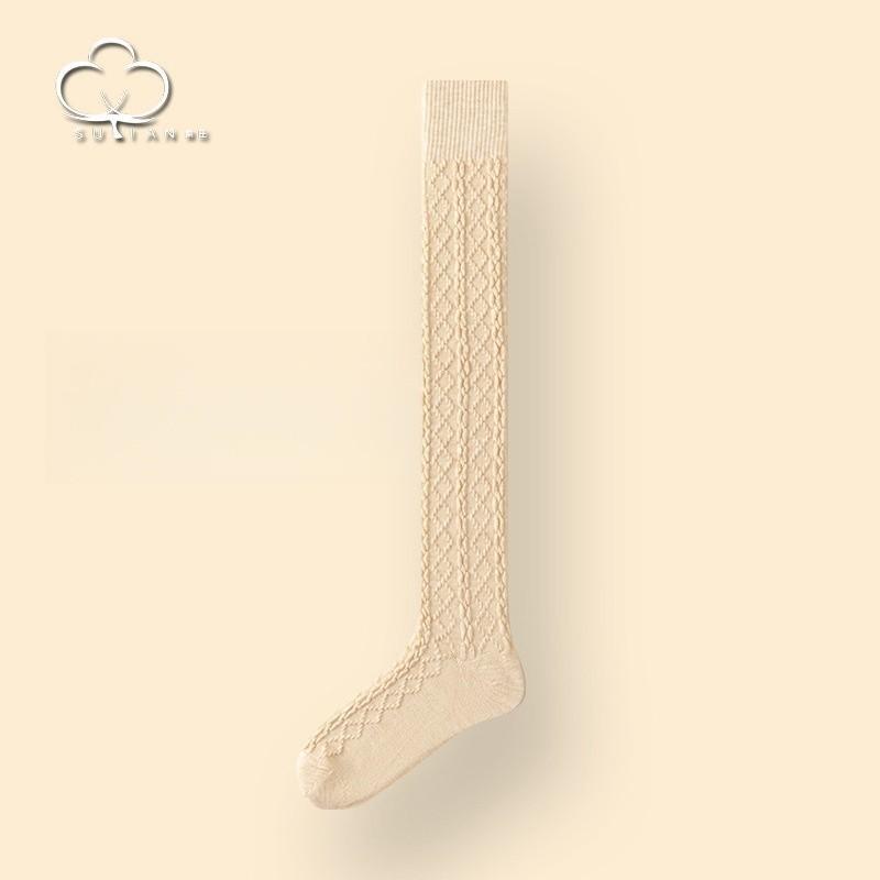 Meias de lã até o joelho para outono e inverno, meias japonesas grossas e quentes de tubo longo, torções de massa frita, meias longas de tubo alto sem pílulas versáteis