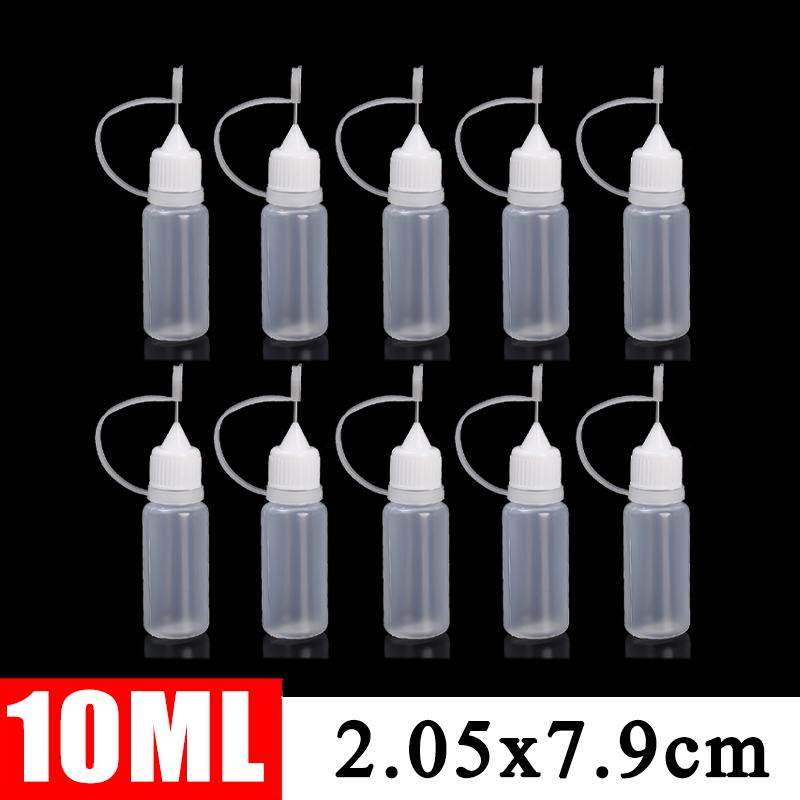 50/5Pcs PE Plastic Squeezable Tip Applicator Bottle Refillable Dropper with Needle Tip Caps for Glue Pigment Bottle 10ml 50ml
