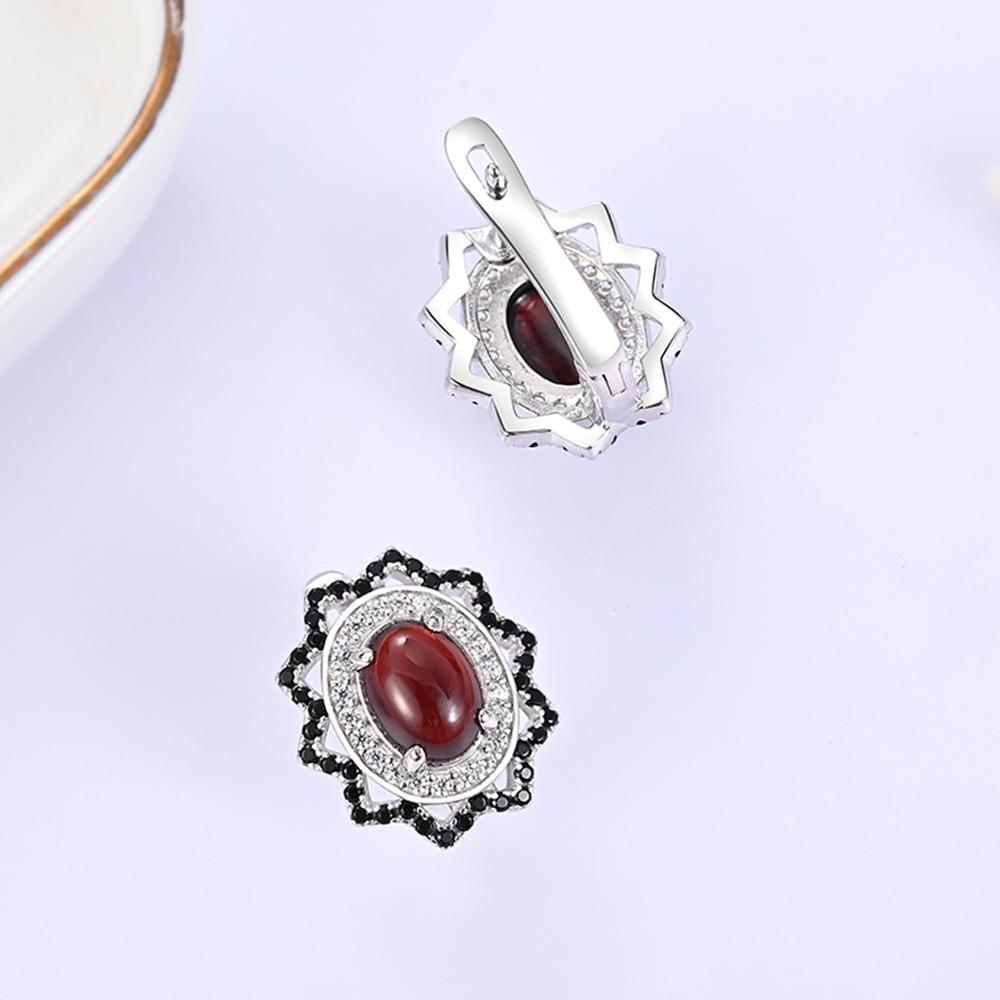 Cercei Retro de Lux Ușor din Argint Sterling 925 cu Pietre Prețioase Naturale de Granat Roșu Bijuterii Fine Cadou pentru Femei