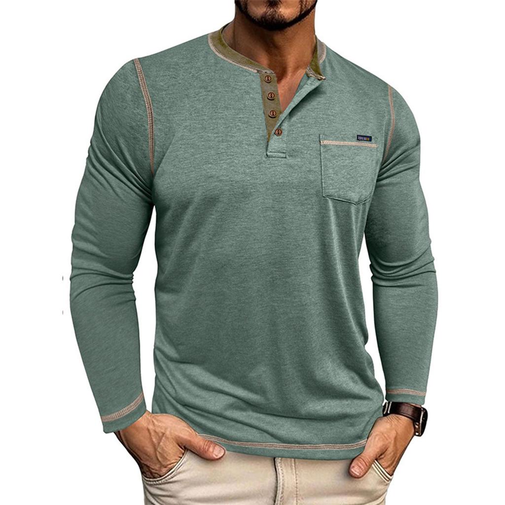 Herre Fargeblokkert Allsidig Langermet Skjorte Retro T-skjorte Underskjorte