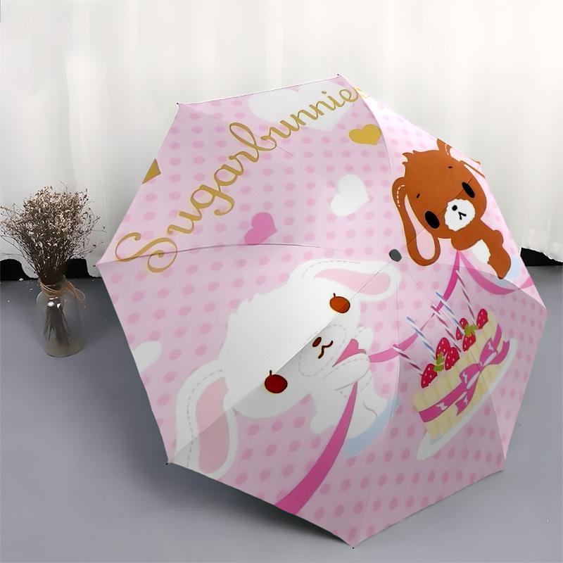 Sugarbunnies, Sanrio Automatic Open/Close Umbrella-Cute Umbrella with Cute Design, Portable 3-Fold Compact Umbrella for Men & Women, Hallowe
