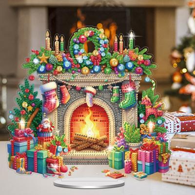 Acrylic 2D Flat Print Christmas DIY Table Top Diamond Painting Ornament Kits Desktop Diamond Art Kits Bedroom Table Decoration