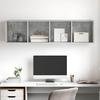 TV Wall Cabinet Concrete Grey 37 x 37 x 142.5 cm Particleboard