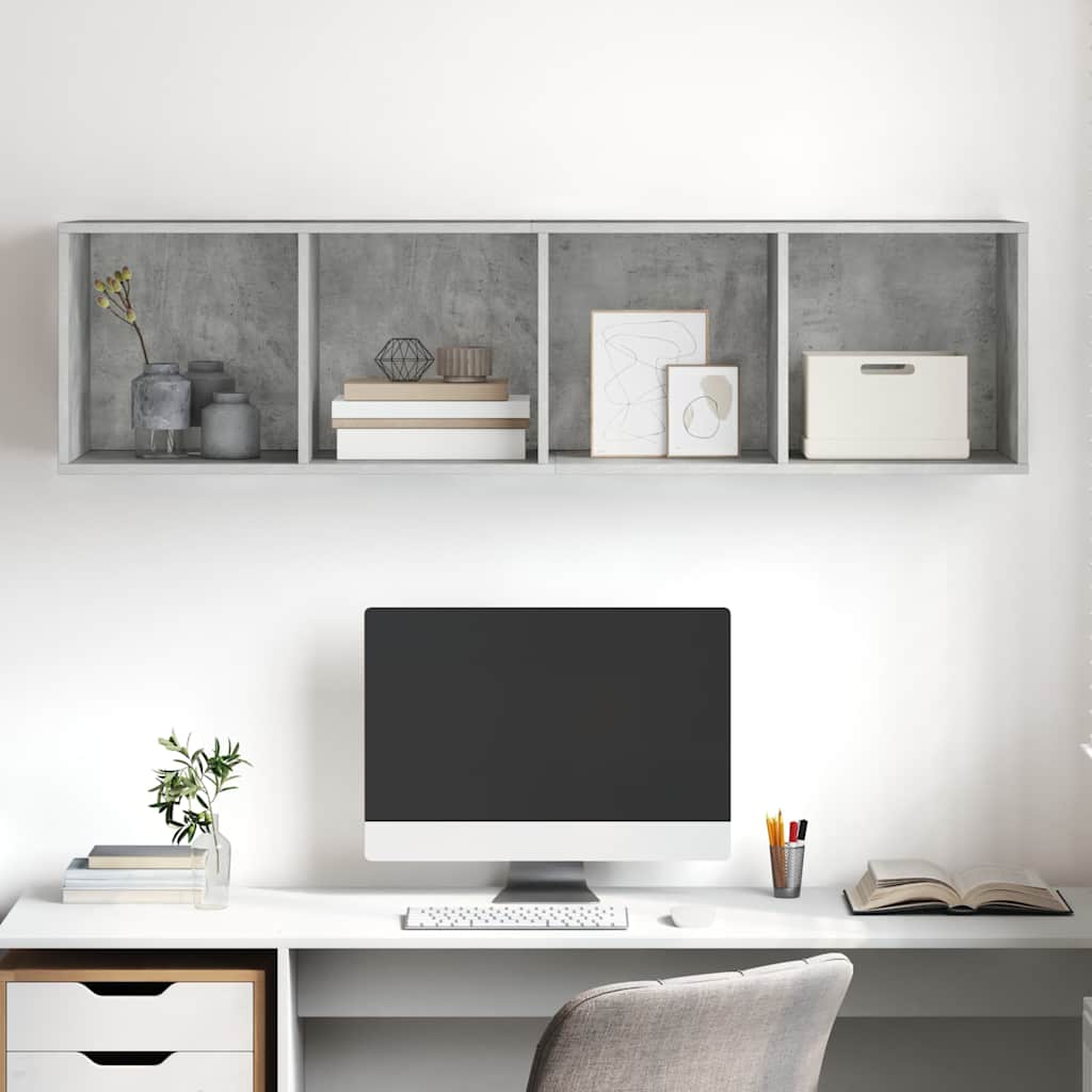 TV Wall Cabinet Concrete Grey 37 x 37 x 142.5 cm Particleboard