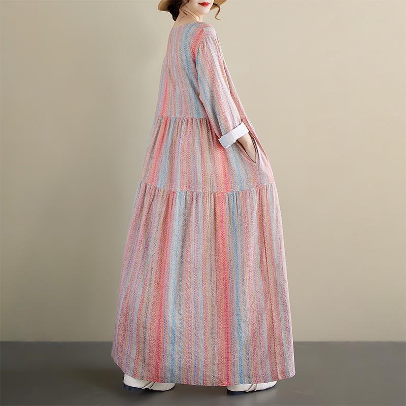 Long Sleeve Plus Size Vintage Floral New In Dresses for Women Casual Loose Spring Summer Autumn Dress