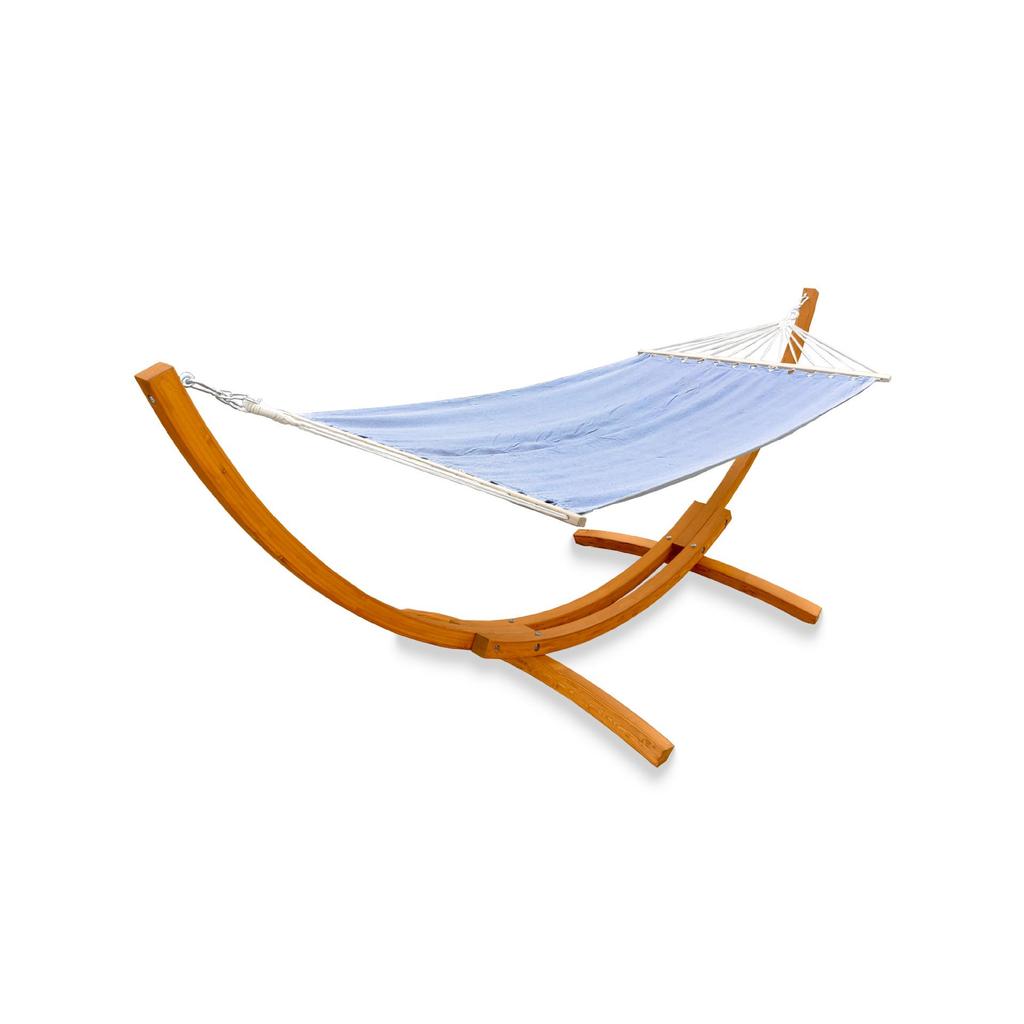 Outdoor Balcony Rocking Chair and Swing Hammock with Wooden Stand