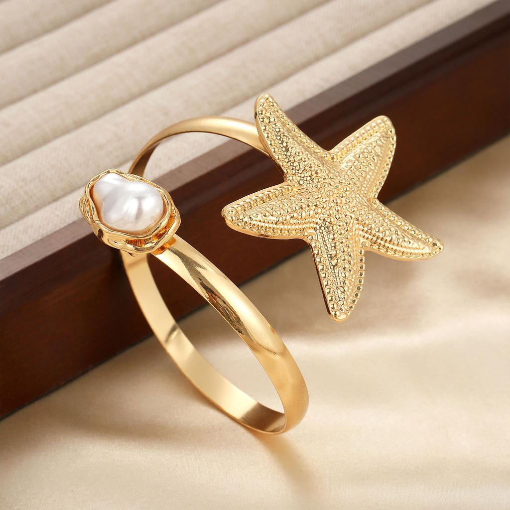 Ocean Vacation Wind Starfish Special-Shaped Imitation Pearl Arm Ring Women'S Opening Adjustable Upper Arm Bracelet