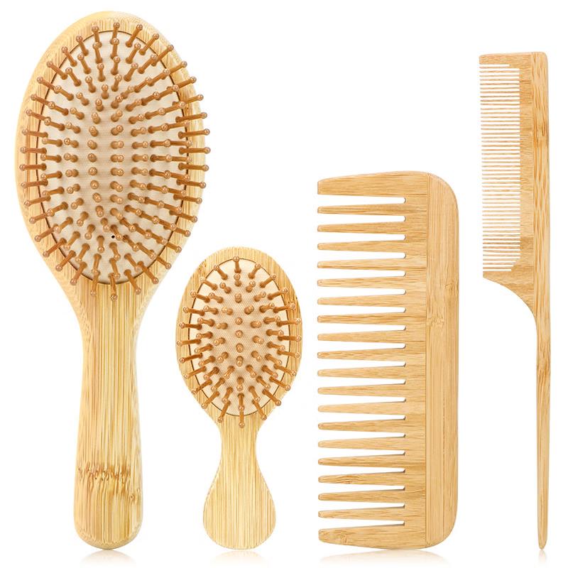 JINGRUIXIANG Bamboo Air Cushion Hairbrush & Comb Set