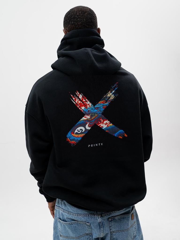 Men's Oversized Hoodie Black Point X Dragon L