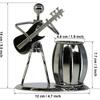 Iron Music Man Steel Pen Holder – Musical Art Metal Pencil Cup for Desktop, Office & Studio Decor, Unique Secretary Gift