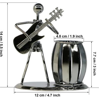 Eisen Music Man Stahl-Stifthalter – Musikalische Kunst Metall-Bleistiftebecher für Schreibtisch, Büro & Studio-Dekoration, Einzigartiges Sekretärsgeschenk