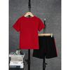 2-teiliges lässiges Colorblock-Set mit kurzärmeligem T-Shirt und Shorts für Jungen, bequeme Sommerkleidung für Kinder